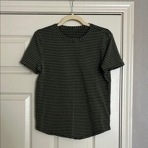Lululemon olive and White Striped Love T-Shirt